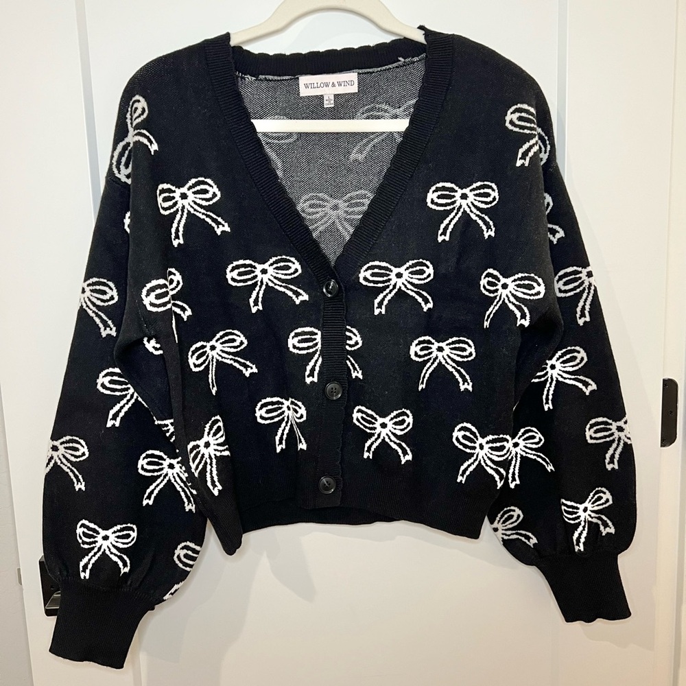 Black Bow Cardigan Sweater